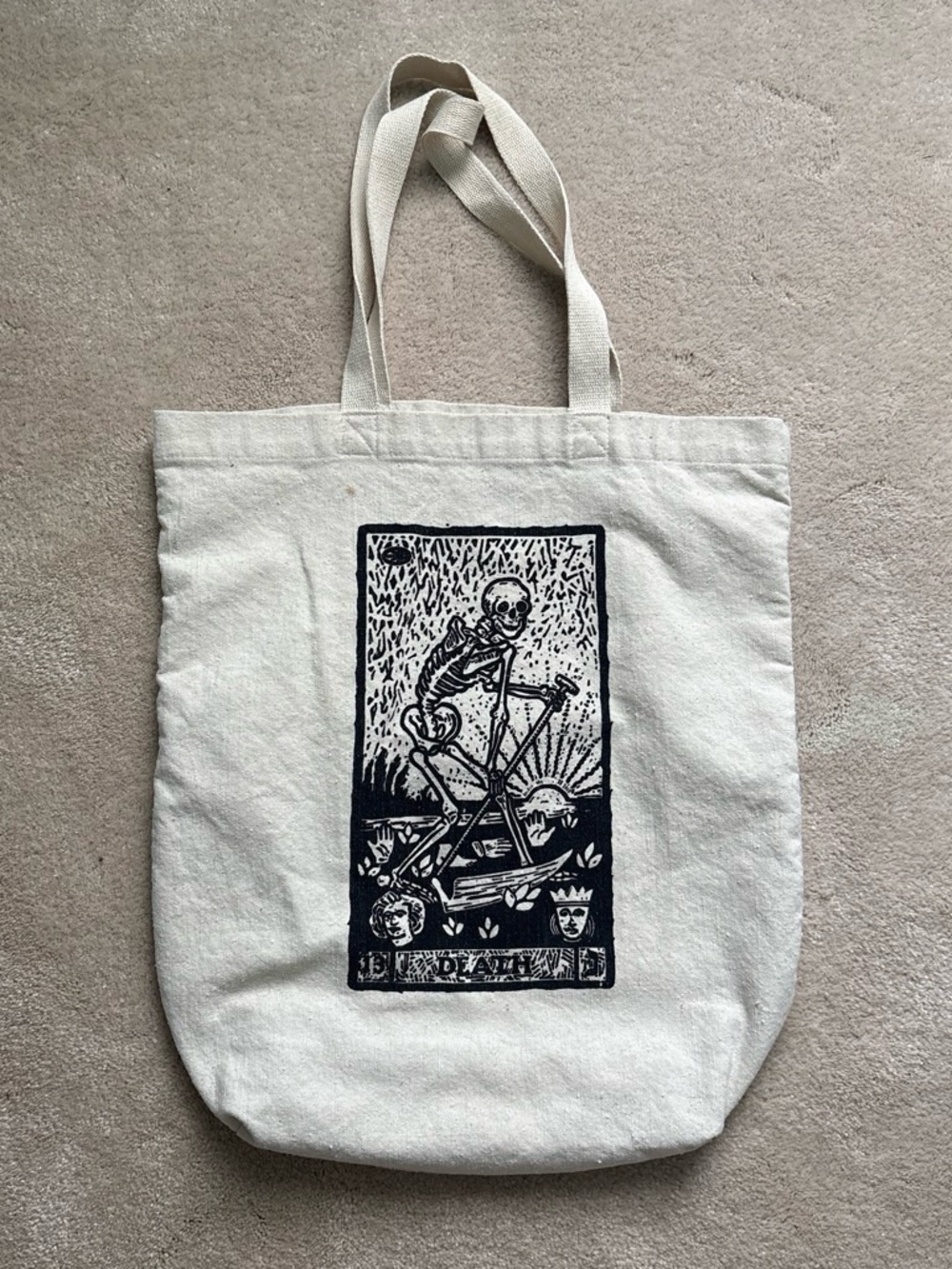 World Market beige canvas tote bag